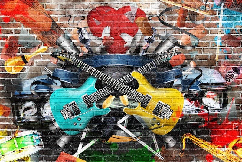 Carta Da Parati Musica E Graffiti - Fotomurale