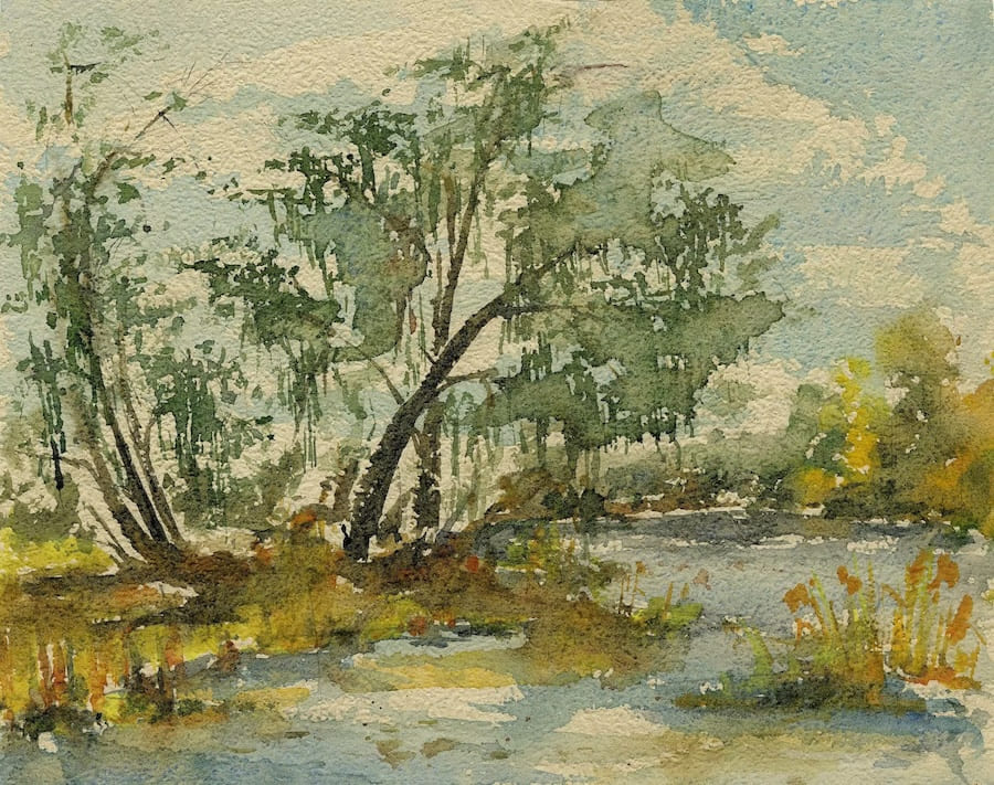 Carta Da Parati Bosco Acquerello Naturale - Fotomurale