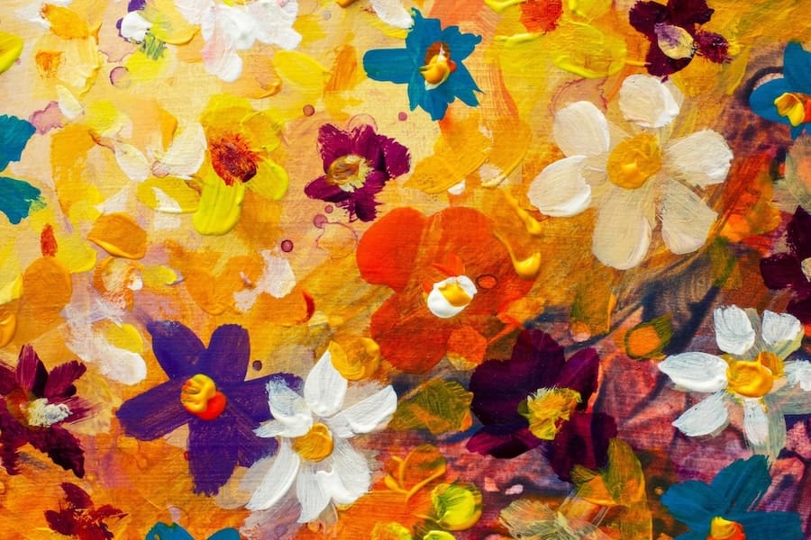 Carta Da Parati Fiori Astratti Colori Vivaci - Fotomurale