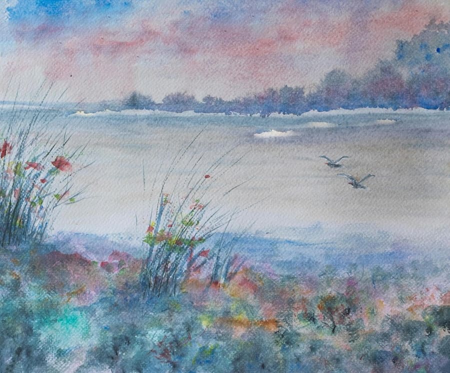 Carta Da Parati Paesaggio Marino Acquerello - Fotomurale