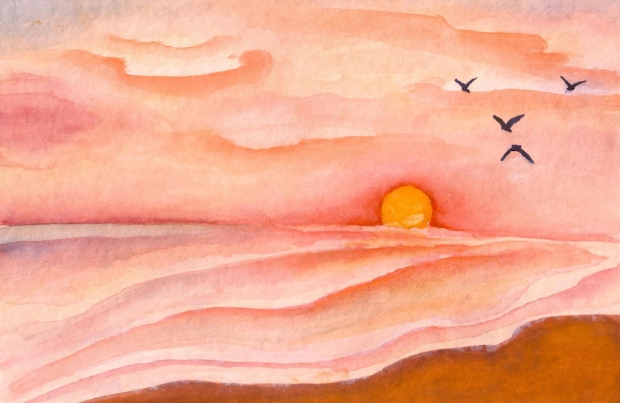 Carta Da Parati Tramonto Rosa sul Mare - Fotomurale