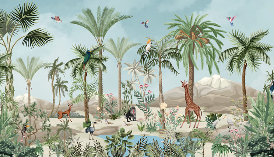 Carta Da Parati Safari tra le Palme - Fotomurale