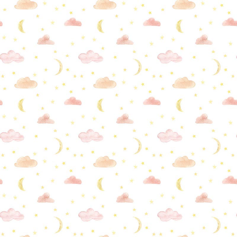 Carta Da Parati Disegno Di Nuvole E Luna - Fotomurale