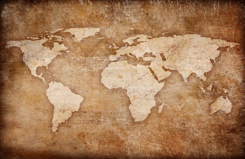 Carta Da Parati Mappa Del Mondo Incisa - Fotomurale