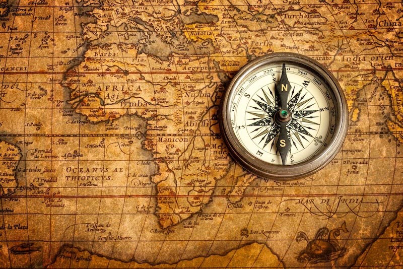 Carta Da Parati Mappa Del Mondo Della Stella Del Nord - Fotomurale