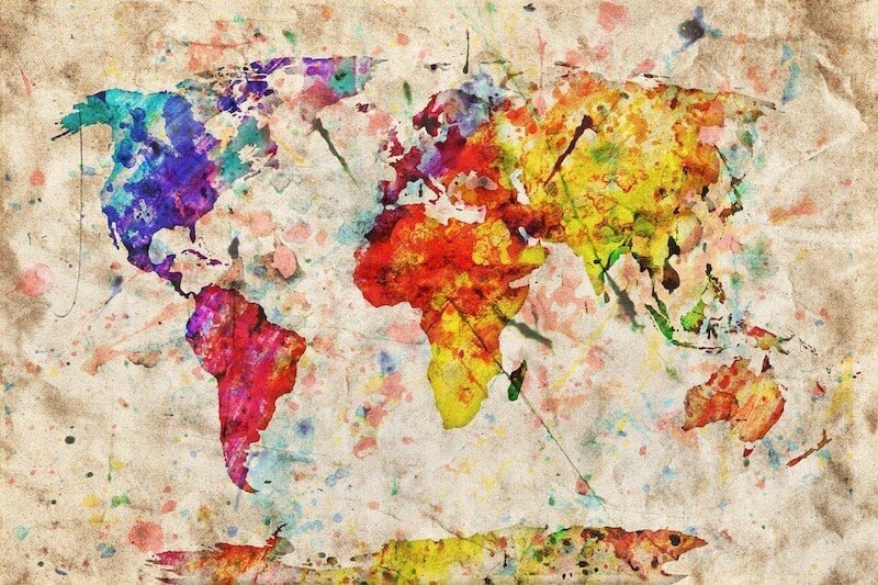 Carta Da Parati Vecchia Mappa Del Mondo In Carta Acquerello - Fotomurale