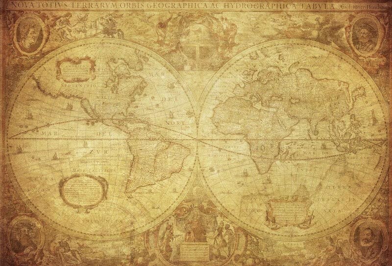 Carta Da Parati Mappa Del Mondo Dell'Anno 1630 - Fotomurale