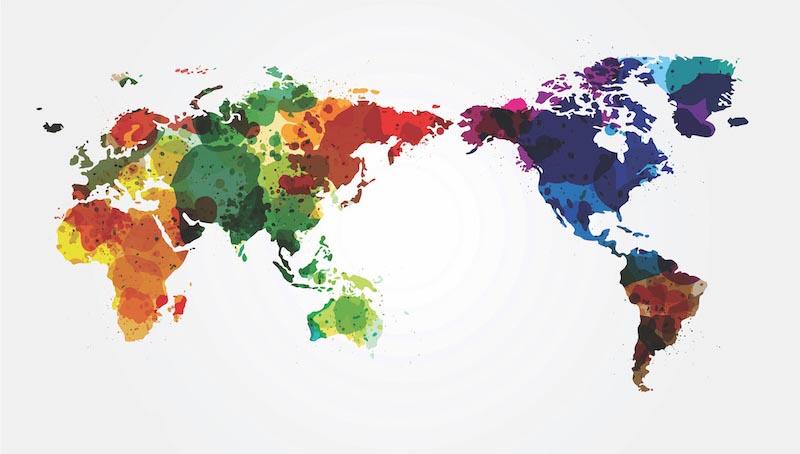 Carta Da Parati Mappa Del Mondo Dell'Acquerello - Fotomurale