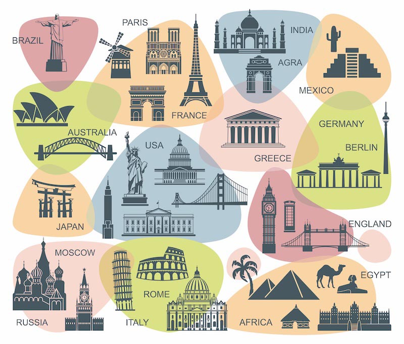 Carta Da Parati Classici Del Turismo Mondiale - Fotomurale