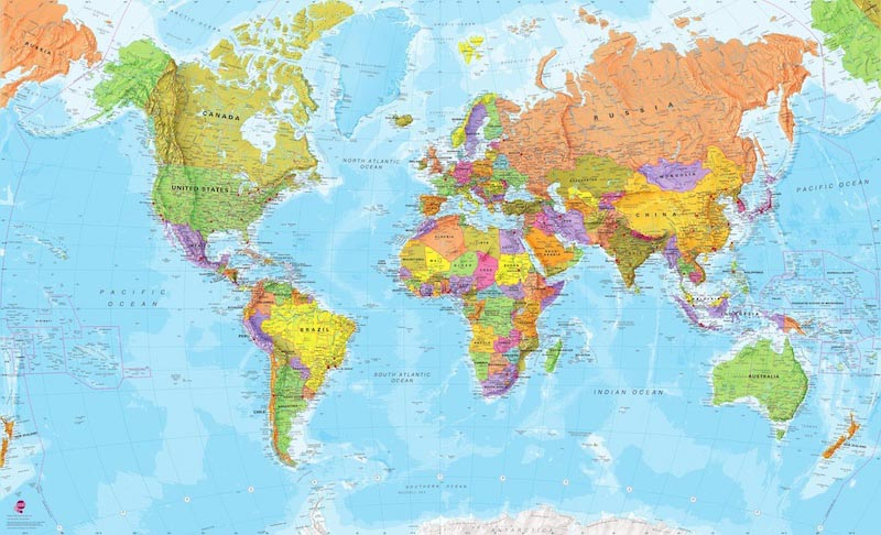 Carta Da Parati Mappa Del Mondo Per La Decorazione - Fotomurale