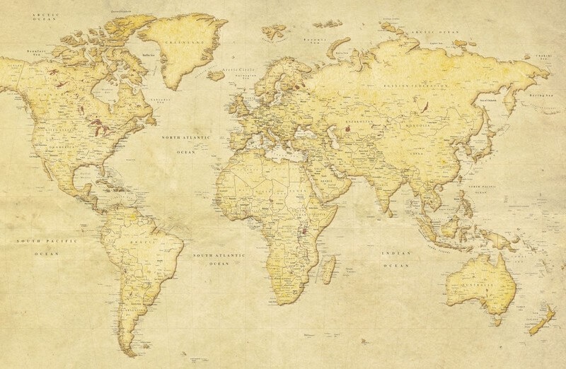 Carta Da Parati Dell'Antica Mappa Del Mondo - Fotomurale