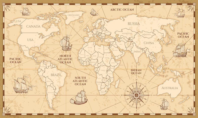 Carta Da Parati Mappa Del Marinaio - Fotomurale