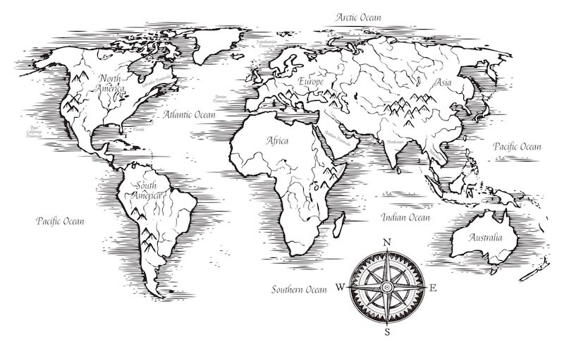Carta Da Parati Mappa Delle Regioni Montuose - Fotomurale