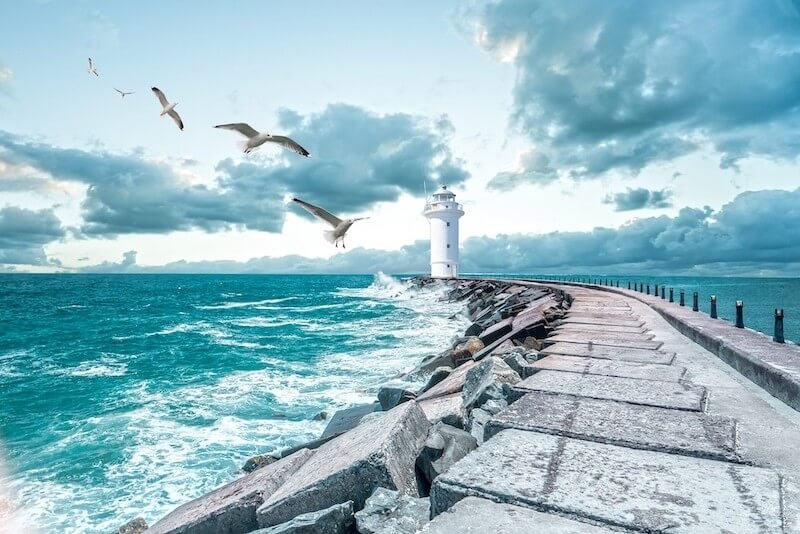 Carta Da Parati Lanterna E Gabbiani - Fotomurale