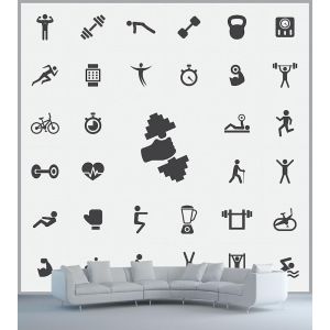 Icone Della Palestra - Carta Da Parati Foto 3D Applicato