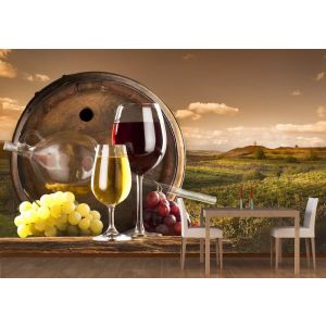 Uva E Vino - Carta Da Parati Per La Decorazione Applicato