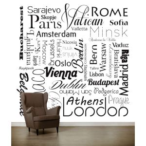 Carta Da Parati Nomi Di Città In Bianco E Nero