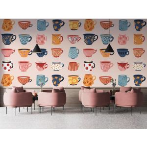 Applicazione Di Carta Da Parati Tazze Di Caffè Colorate