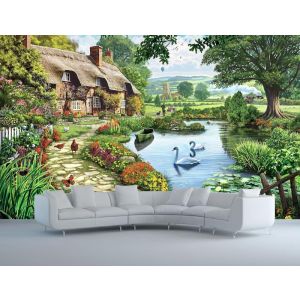 Il Lago Dei Cigni - Carta Da Parati Foto Applicato