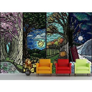 Quattro Stagioni - Carta Da Parati Foto 3D Applicato