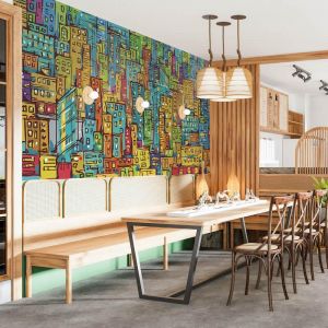 Applicazione Di Carta Da Parati Schizzo Della Città Del Grattacielo