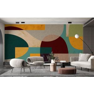 Carta da Parati Forme Vintage Arte Astratta | Design Retrò Elegante Applicato