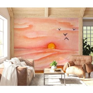 Carta Da Parati Tramonto Rosa sul Mare