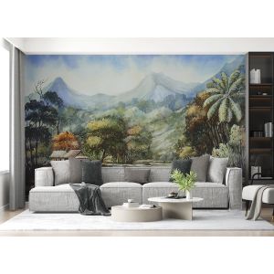 Carta Da Parati Paesaggio Tropicale con Montagne