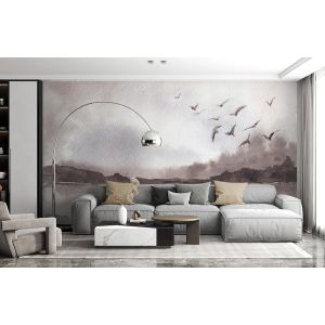 Carta Da Parati Paesaggio Minimal con Uccelli