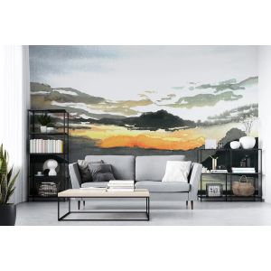 Carta Da Parati Tramonto Astratto Acquerello