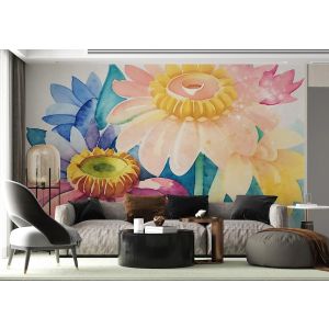 Carta Da Parati Fiori Giganti Acquerello