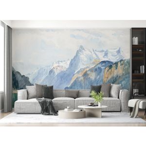 Carta Da Parati Montagne Acquerello Azzurre