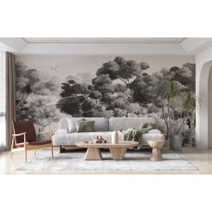 Carta Da Parati Foresta Artistica in Tono Grigio