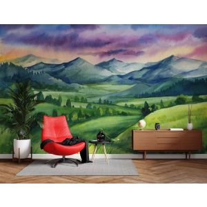 Carta Da Parati Colline Verdi con Montagne