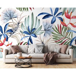 Carta Da Parati Foglie Tropicali Acquerello