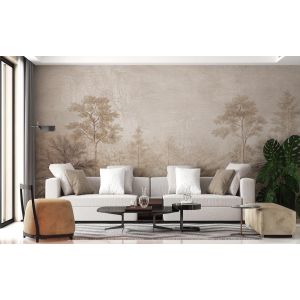 Carta Da Parati Bosco Minimalista Beige