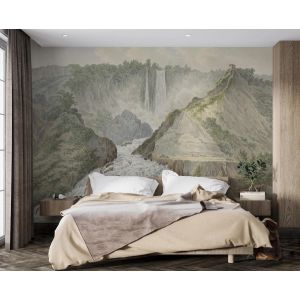 Carta Da Parati Paesaggio Montano con Cascata