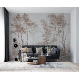 Carta Da Parati Foresta Minimalista Disegnata a Mano