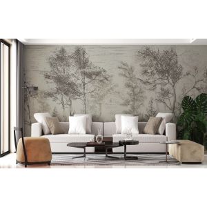 Carta Da Parati Foresta Vintage Disegnata a Mano