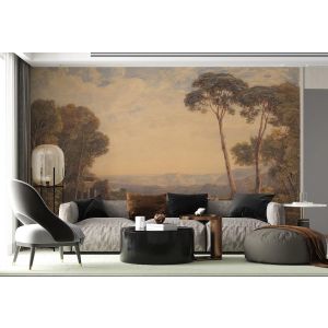 Carta Da Parati Paesaggio Classico con Alberi e Colline