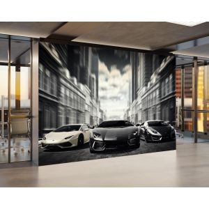 Carta Da Parati Supercar Lamborghini in Città Moderna