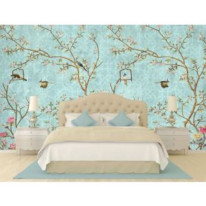 Motivi Di Uccelli E Alberi - Carta Da Parati Foto Applicato