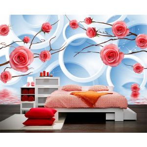 Rose E Cerchi - Carta Da Parati Foto Applicato