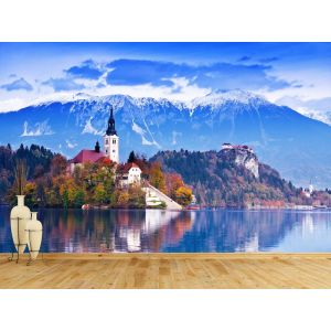 Lago Di Bled Slovenia - Carta Da Parati Per La Decorazione Applicato