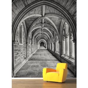 Strada Del Palazzo In Bianco E Nero - Carta Da Parati Foto Applicato