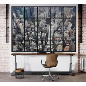 Carta Da Parati Vista Di Grattacieli In New York Dalla Finestra