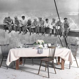 Applicazione Di Carta Da Parati Pranzo In Cima A Un Grattacielo