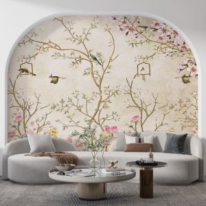 Carta Da Parati Uccelli E Fiori