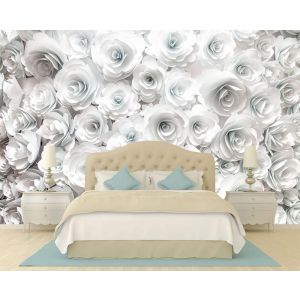 Rose Bianche - Carta Da Parati Foto Applicato