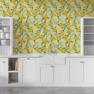 Applicazione Di Carta Da Parati Rami Di Limone